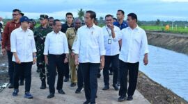 Presiden Joko Widodo (Jokowi) bersama Menteri Pertanian Andi Amran Sulaiman mengunjungi lahan pertanian modern di Distrik Kurik, Kabupaten Merauke. (Dok. Pertanian.go.id)