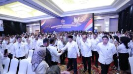 Presiden RI Prabowo Subianto menghadiri Musyawarah Nasional (Munas) konsolidasi persatuan Kamar Dagang dan Industri (Kadin) Indonesia. (Facebook.com @Setkab RI)