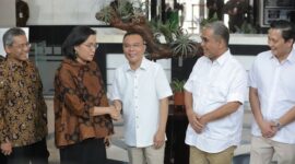 Menteri Keuangan Sri Mulyani Indrawati menerima kunjungan Tim Gugus Tugas Sinkronisasi Pemerintahan Prabowo Subianto-Gibran Rakabuming Raka. (Instagram.com/@sufmi_dasco)