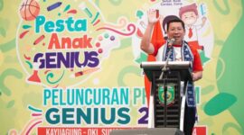 Peluncurkan Program Gerakan Edukasi dan Pemberian Pangan Bergizi untuk Siswa (GENIUS) pada Selasa (27/8/2024) di Kayu Agung, Ogan Komering Ilir, Sumatera Selatan. (Dok. Tim Komunikasi Bapanas)