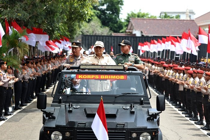 Presiden Prabowo Subianto saat memberikan sambutan pada Apel Kasatwil 2024 di Akademi Kepolisian, Semarang. (Dok. Tim Media Prabowo)